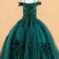 Embellished Boat Neckline Kids Mini Quince Dress by Elizabeth K - GK121