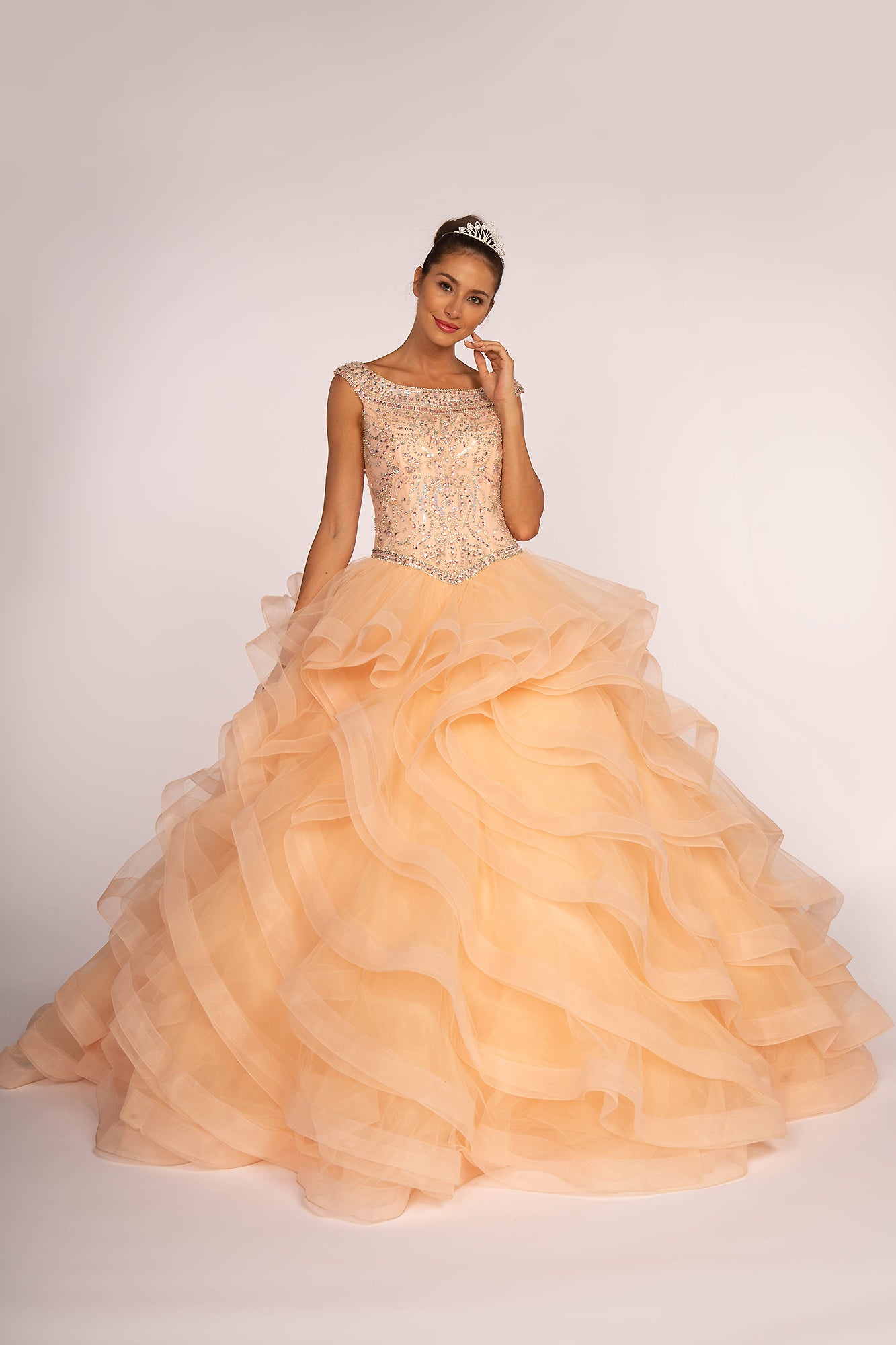 Elizabeth K - GL1600 - Embellished Bodice Tulle Quinceanera Dress