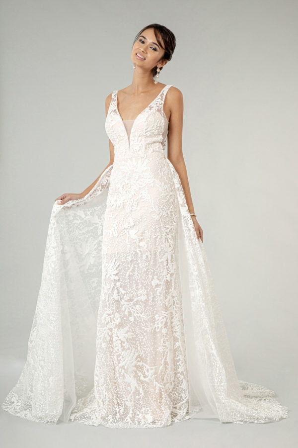 GL1903 Elizabeth K Mermaid Bridal Gown with Detachable Mesh Layer