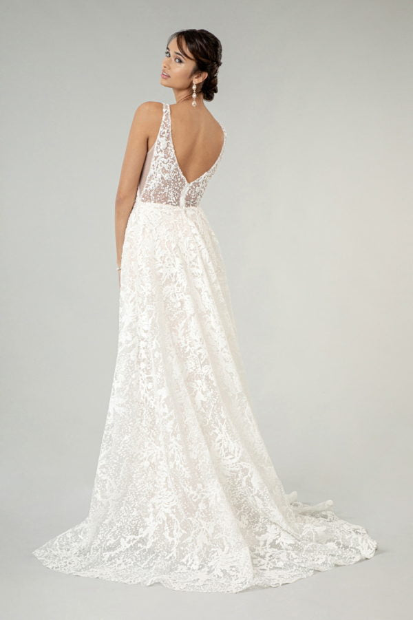 mesh back wedding dress Elizabeth K Bridal GL1903