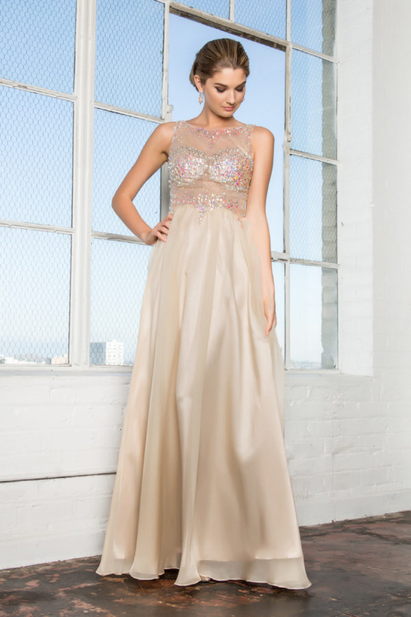 Embellished Sleeveless Crew-Neck A-Line Dress by Elizabeth K