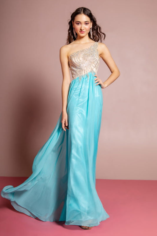 Embellished One Shoulder A-Line Dress by Elizabeth K - GL2094