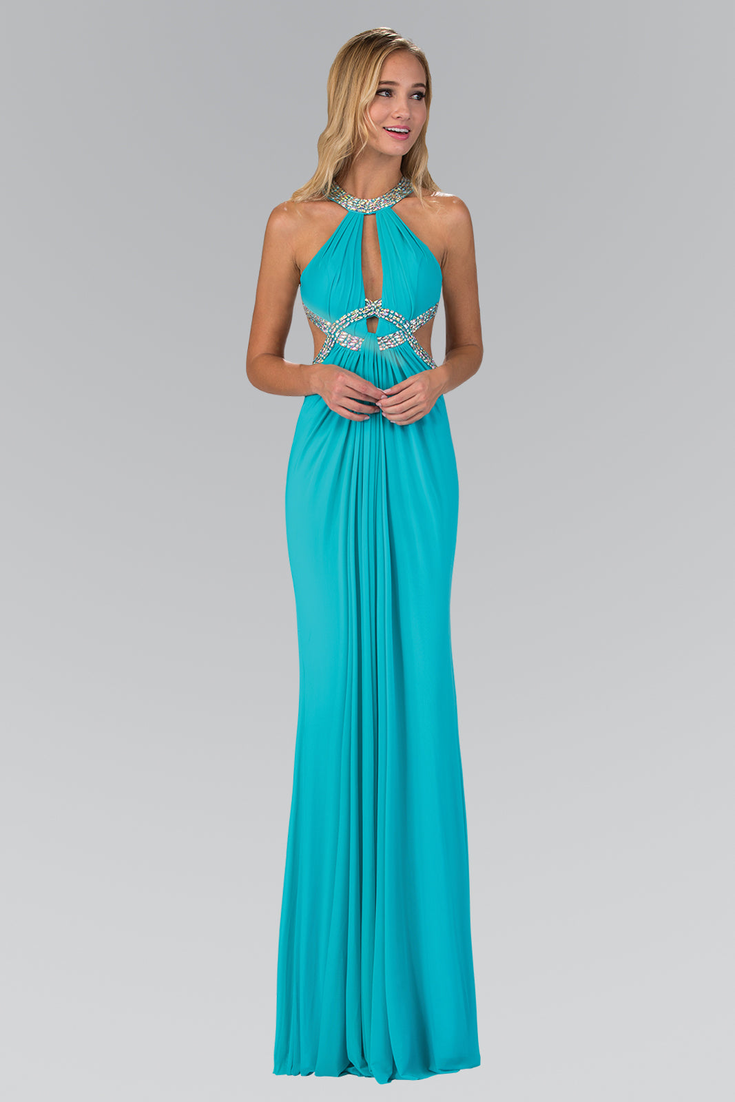 Embellished Halter Neck Mermaid Dress by Elizabeth K - GL2142