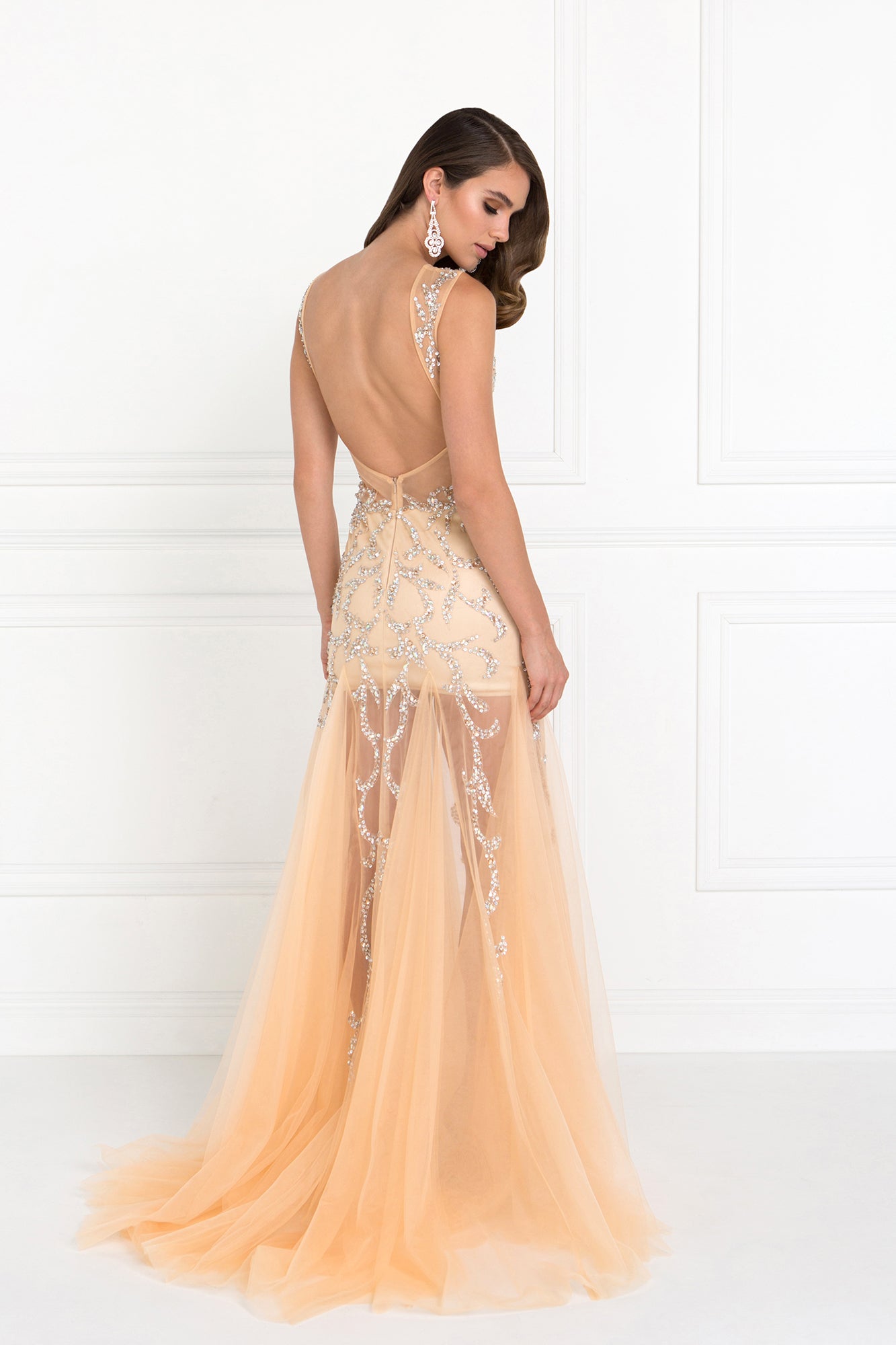 mermaid dress nude Tulle Sleeveless Crew-Neck Mermaid Dress by Elizabeth K