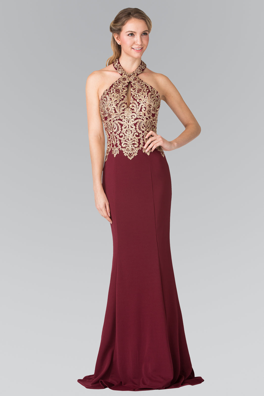 slim fit dress slacks Jovani -58596 High Halter Neck Mermaid Dress main image 0