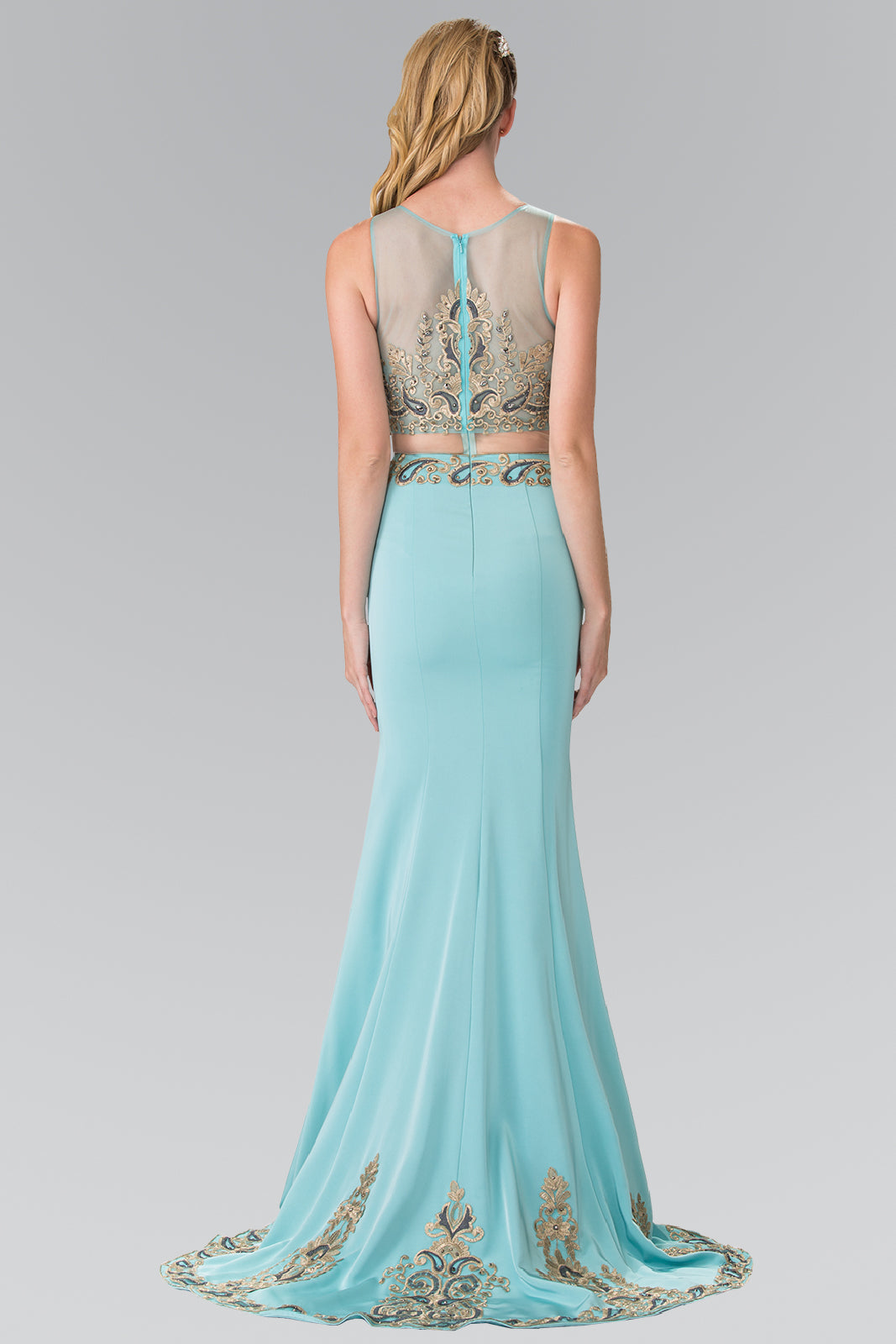 fitted lace wedding dress Elizabeth K GL2248 Prom Dress - Blue
