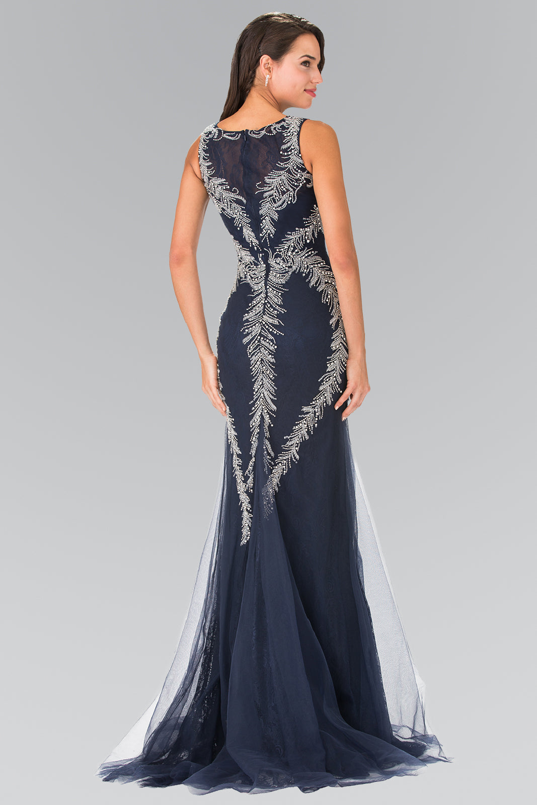 Beaded Lace Boat-Neck Mermaid Dress by Elizabeth K - GL2289 - Special Occasion