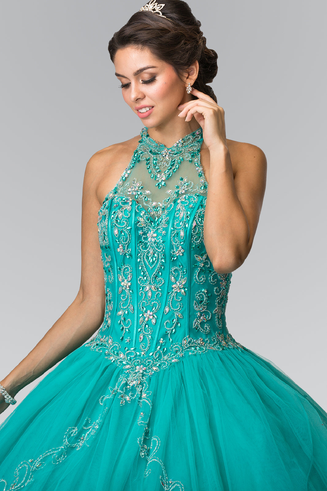 Elizabeth K - GL2348 - Embellished Sleeveless Tulle Quinceanera Dress