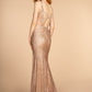 Halter Strap Glitter V-Neck Mermaid Dress by Elizabeth K - GL2509