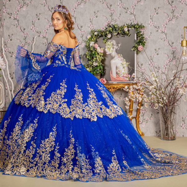 blue dress for baby girl Convertible Blue Ball Gown Wedding Dress Removable Train Quinceanera D –  Viniodress main image 0