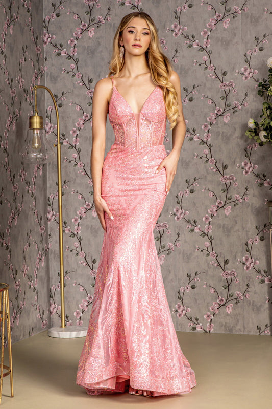 Glitter Sequin Spaghetti Strap Women Formal Dress by GLS by Gloria - GL3201 - Special Occasion/Curves