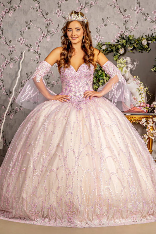 Jewel Sequin Sweetheart Neckline Quinceanera Dress by GLS by Gloria - GL3234