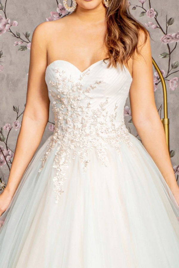 chinese dress ladies Timeless Pleated Sweetheart Neck Elegant A-Line Pockets Wedding Dress, Ivory main image 1