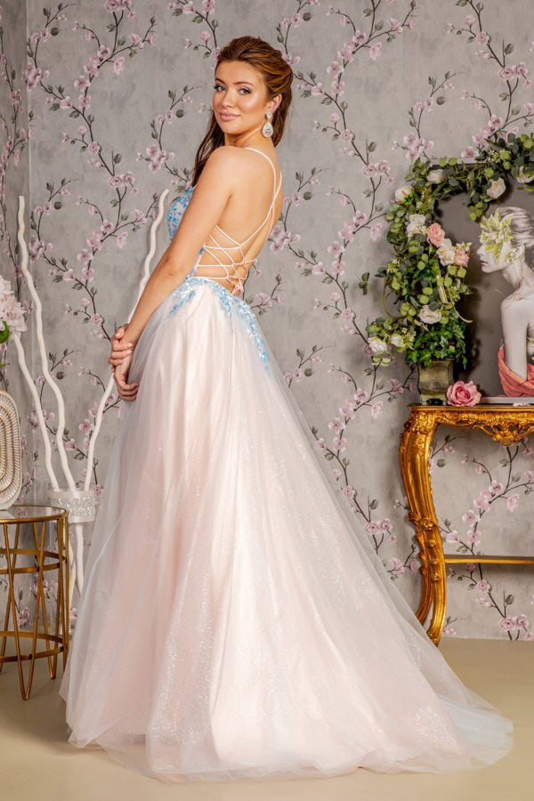 GLS by Gloria GL3251 Prom Dress - Blue/Peach | NewYorkDress GLS by Gloria GL3251 Prom Dress - Blue/Peach | NewYorkDress