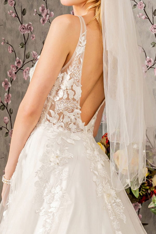 Floral Applique Sleeveless Bridal Gown by GLS Gloria GL3269 - White / S