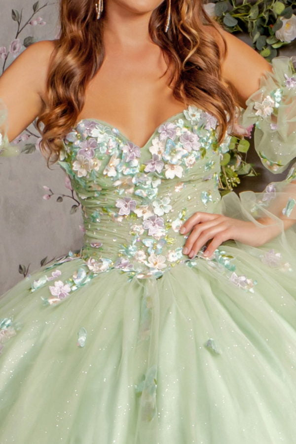 3D Flower Sweetheart Neckline Quinceanera Dress by Elizabeth K