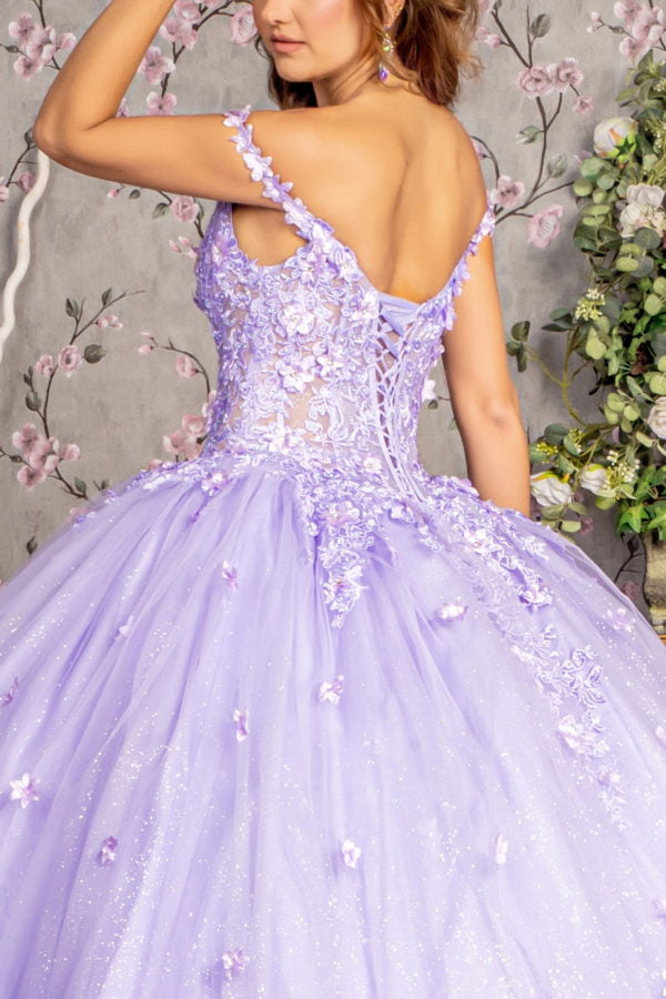 Jewel Glitter Spaghetti Strap Quinceanera Dress by GLS by Gloria - GL3302