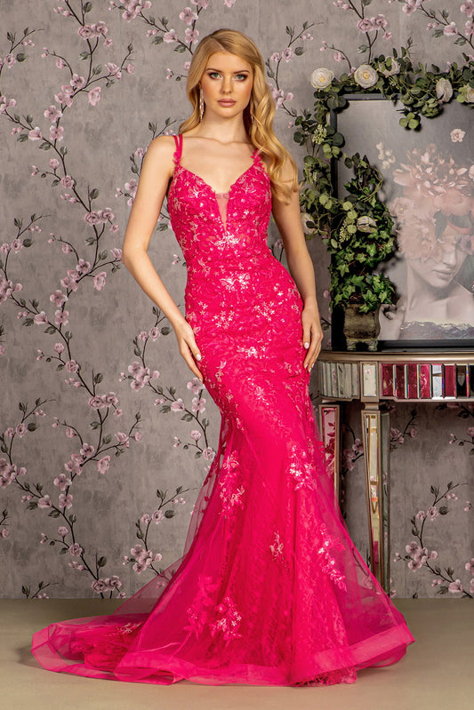 Floral Embroidery Sequin Mermaid Women Formal Dress by GLS by Gloria - GL3333 - Special Occasion/Curves
