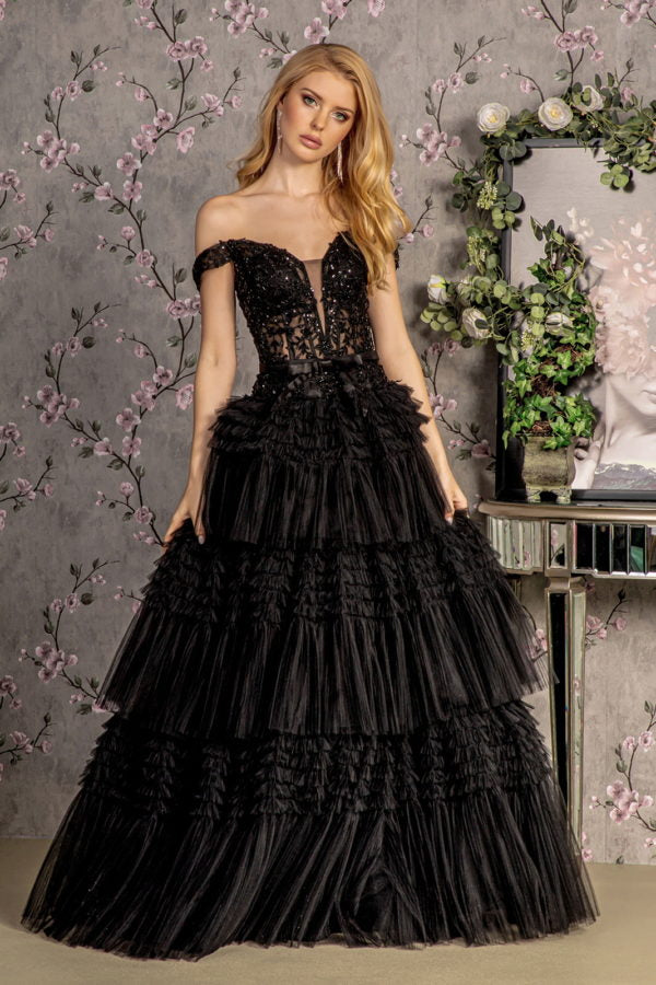 3D Flower Off Shoulder A-Line Women Formal Dress by GLS by Gloria - GL Ariststyles 3D Flower Off Shoulder A-Line Women Formal Dress by GLS by Gloria - GL Ariststyles