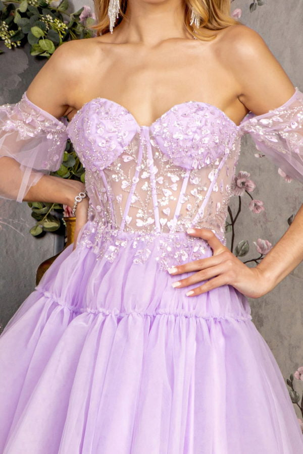 off shoulder heart dress GLS by Gloria GL3396 Prom Dress - Lilac