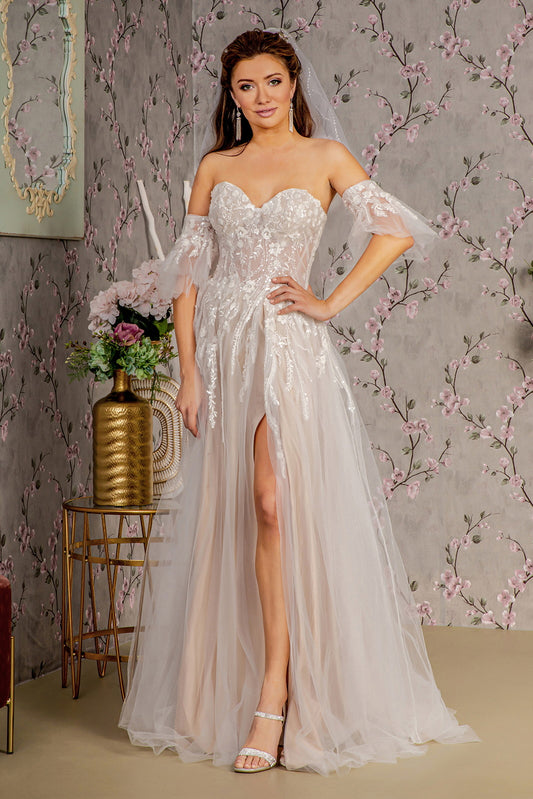 Sheer Bodice Sweetheart Women Bridal Dress by GLS by Gloria - GL3427 - Special Occasion/Curves