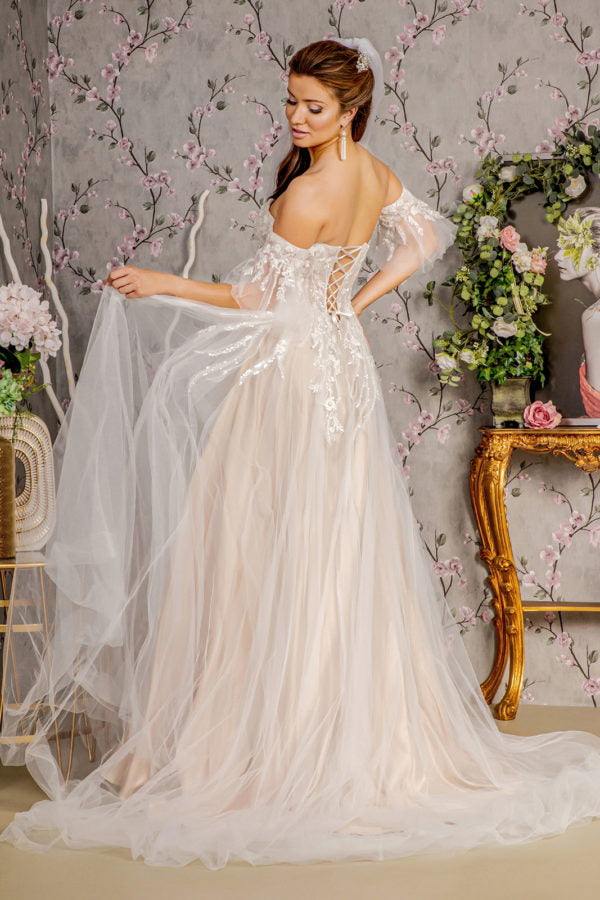 sheer bridal dress GLS by Gloria GL3427 Prom Dress - Ivory/Champagne