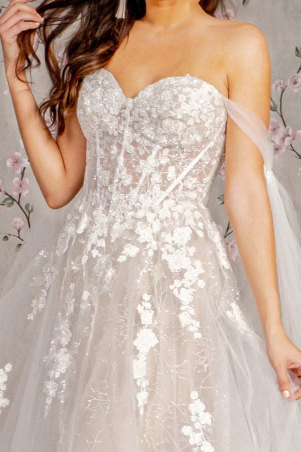 navy blue dress for baby girl Arella Couture A-Line Wedding Dress with Straps & 3D Flower main image 0