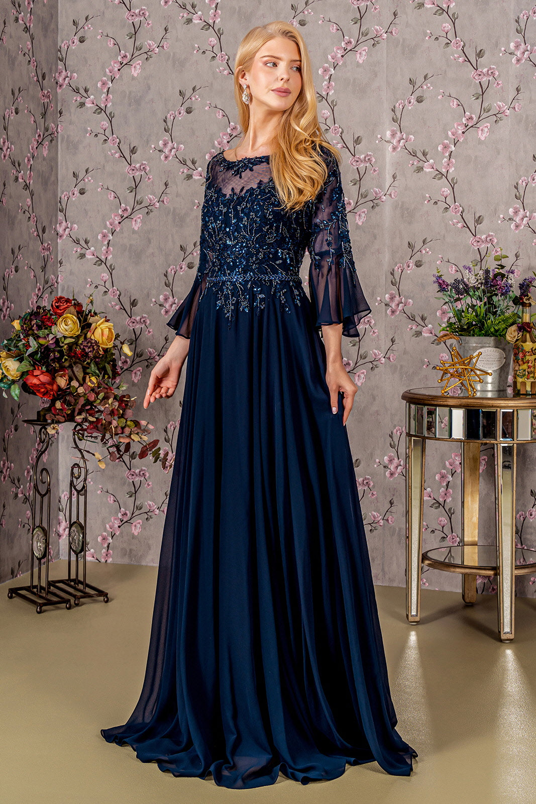 gala dress women GLS by Gloria GL3434 - Long Chiffon A-Line Dress