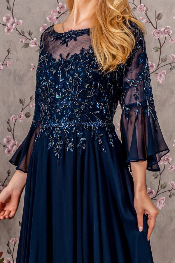 navy blue dress for baby girl ZKCCNUK Summer Dresses for Women Spring/Summer Temperament Solid Color  Pleated Three-quarter Sleeve Waist A-line Dress main image 1