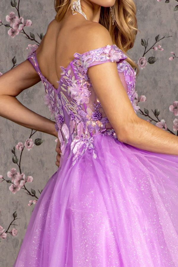 fitted lace wedding dress 3D Floral Off Shoulder Dress by Elizabeth KGS3096 main image 1
