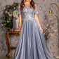 Metallic Embroidery Boat Neck Women Formal Dress by GLS by Gloria - GL3444 - Special Occasion/Curves