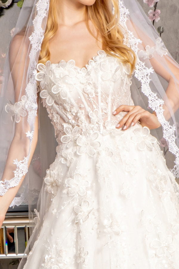white sequin off the shoulder dress GLS by Gloria GL3448 Prom Dress - Ivory
