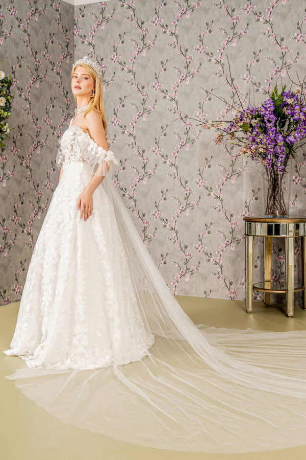 illusion mesh wedding dress GLS by Gloria GL3449 Prom Dress - Ivory