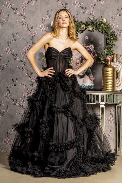 Strapless Sheer Bodice Sweetheart Women Formal Dress by GLS by Gloria - GL3455 - Special Occasion/Curves