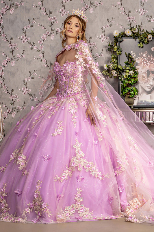 Sheer Bodice Strapless Sweetheart Quinceanera Dress by GLS by Gloria - GL3467
