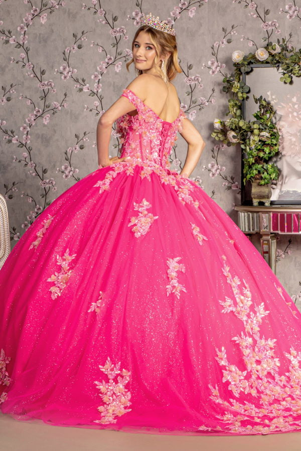 Glitter Off Shoulder Sweetheart Quinceanera Dress by GLS by Gloria - GL3469
