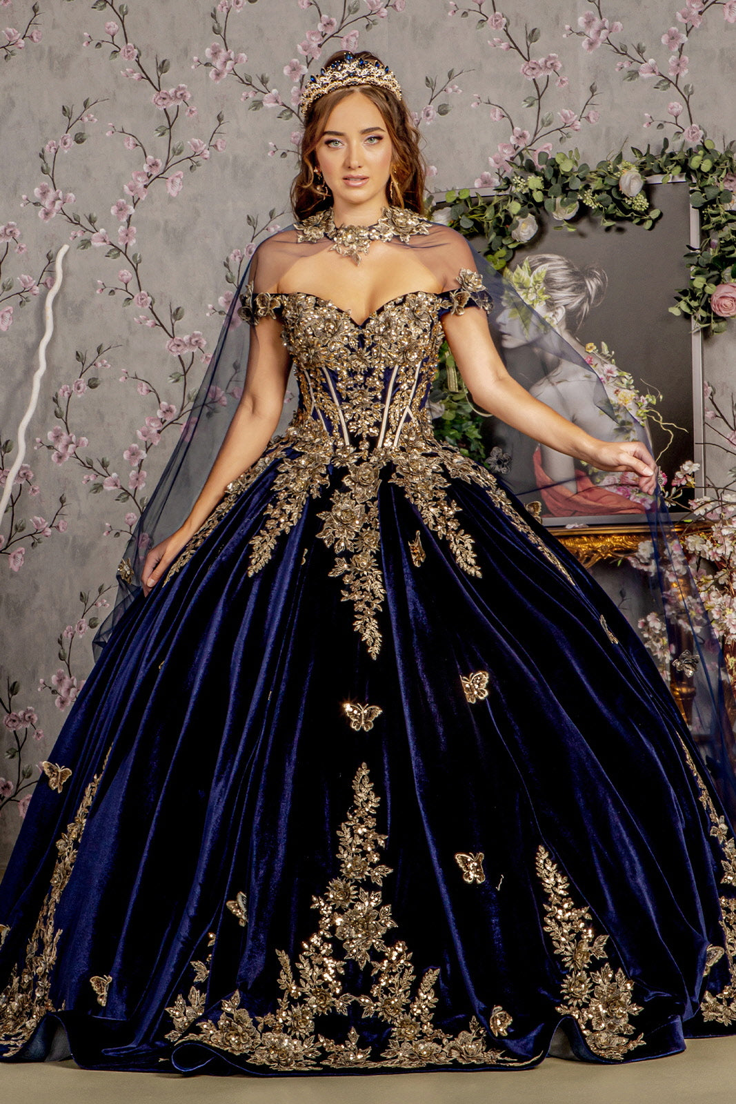 blue velvet sweetheart dress GLS by Gloria GL3471 Dress