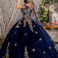 Embroidery Velvet Sweetheart Neckline Quinceanera Dress by GLS by Gloria - GL3471