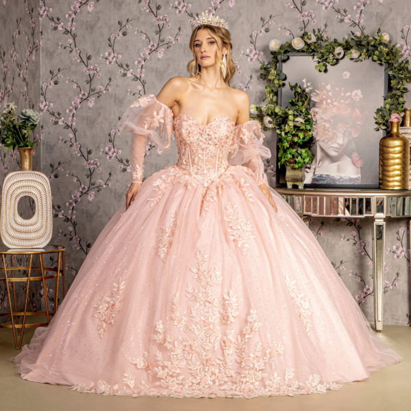 Glitter Embroidery Sweetheart Quinceanera Dress by GLS by Gloria - GL3476