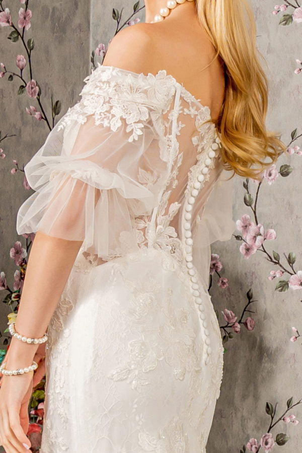 mermaid embroidered dress GLS by Gloria GL3479 Prom Dress - Ivory
