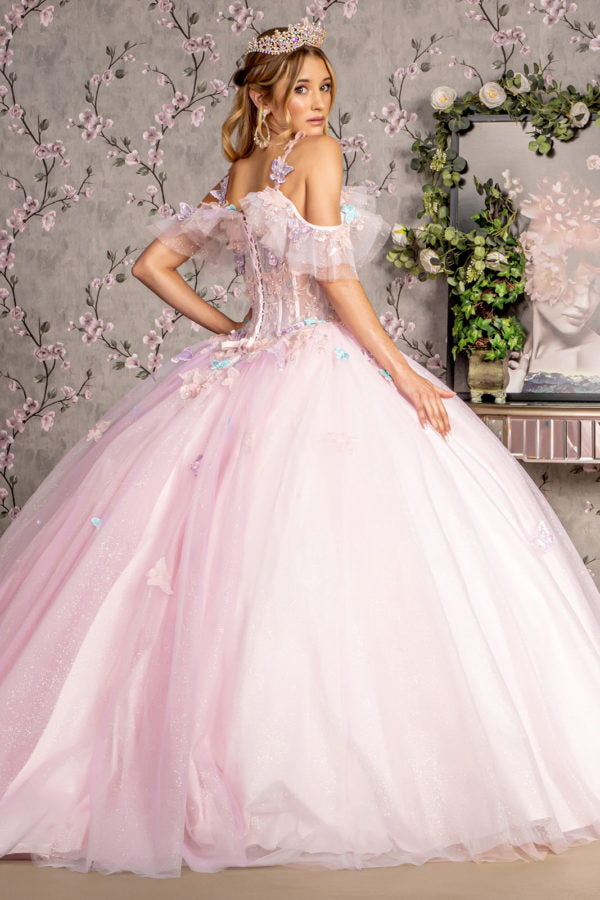 3D Butterfly Sweetheart Neckline Quinceanera Dress by GLS by Gloria