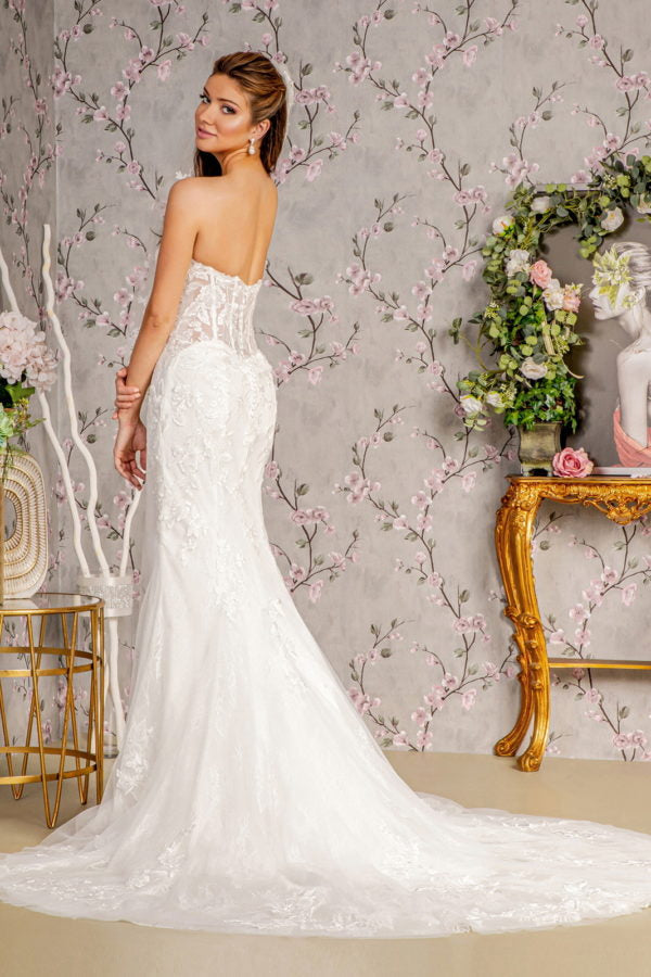 glitter off the shoulder wedding dress Off Shoulder Corset Bridal Mermaid Gown by GLS Gloria GL3488 3XL / White