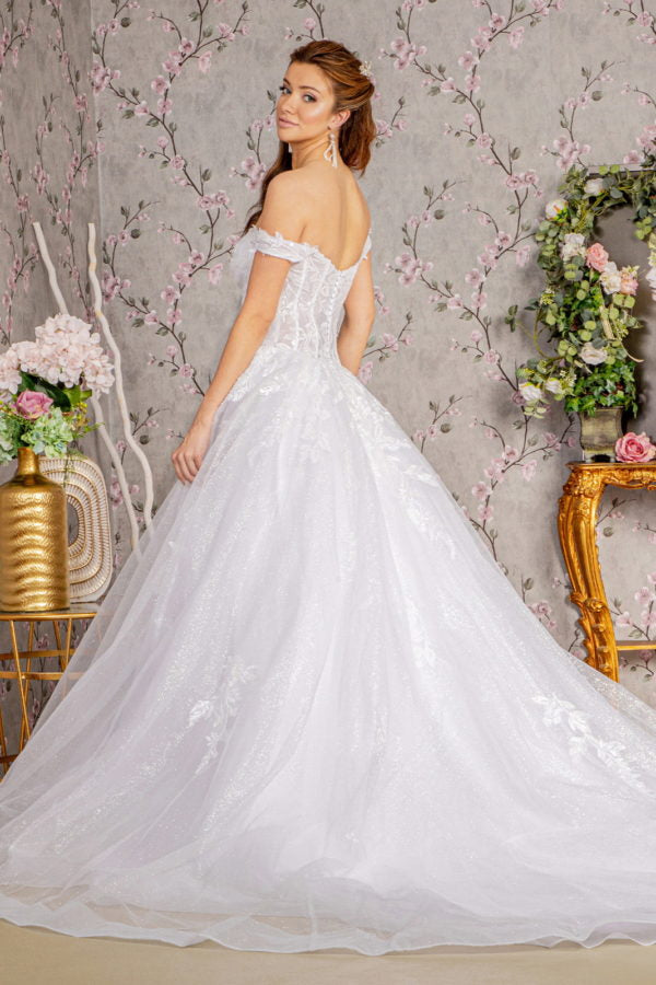 Embroidery Off Shoulder Sequin Bridal Dress by GLS by Gloria - GL3489 - Special Occasion/Curves