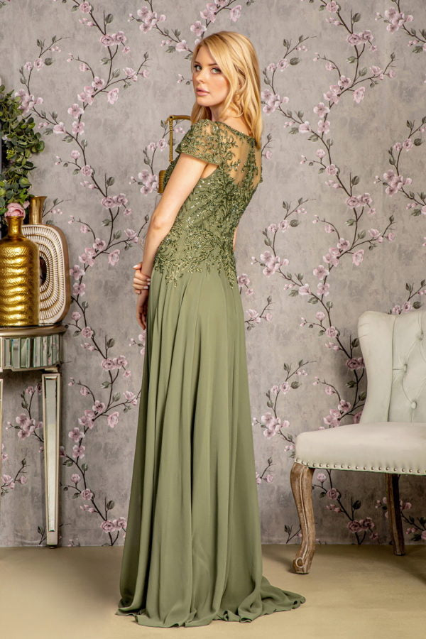 Embroidery Cap Sleeve A-Line Women Formal Dress by GLS by Gloria - GL3491 - Special Occasion/Curves