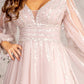 Sequin Puff Sleeves A-Line Women Formal Dress by GLS by Gloria - GL3495 - Special Occasion/Curves