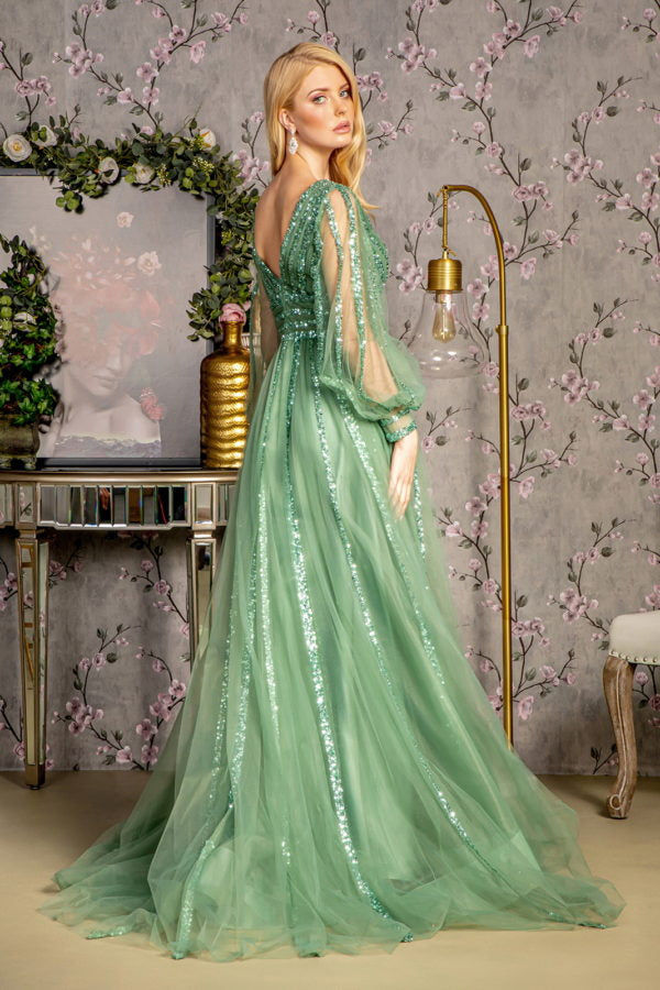 GLS by Gloria GL3495 Prom Dress - Sage Green | NewYorkDress GLS by Gloria GL3495 Prom Dress - Sage Green | NewYorkDress