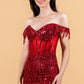 Embellished Fringe Shoulder Strap Women Formal Dress by Elizabeth K - GL3620 - Special Occasion/Curves