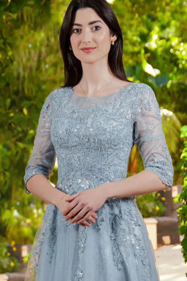 Embroidery Sequin Boat Neckline Women Formal Dress by Elizabeth K - GL3629 - Special Occasion/Curves