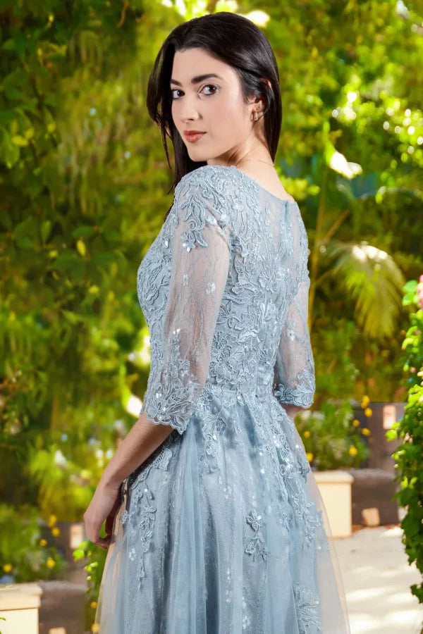 Embroidery Sequin Boat Neckline Women Formal Dress by Elizabeth K - GL3629 - Special Occasion/Curves