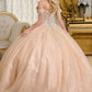 Glitter Netting V-Neckline Quinceanera Dress by Elizabeth K - GL3630